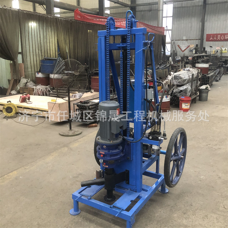电动液压款打井机家用吃水井浇地灌溉井100米挖井设备伸缩式钻机