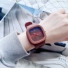 Square trend capacious retro quartz watch for beloved, internet celebrity