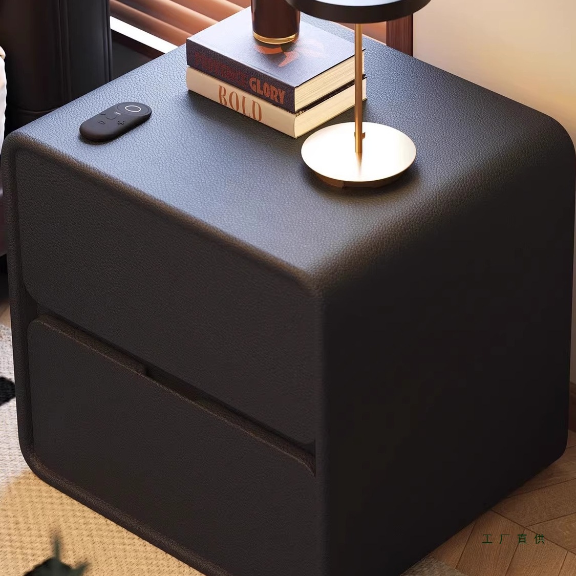 Light Luxury Solid Wood Bedside Table 2025 New Hot Style Simple Modern Cream Style Black Home Bedroom Bedside Cabinet