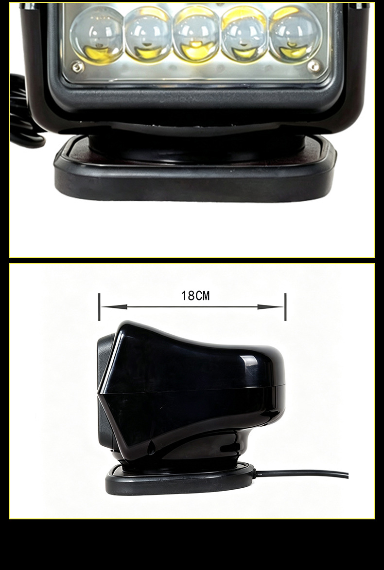 50W Car-Mounted HID Low-Profile Remote Control Searchlight, Car-Mounted Lighting, Wireless Remote Control Magnetic Searchlight