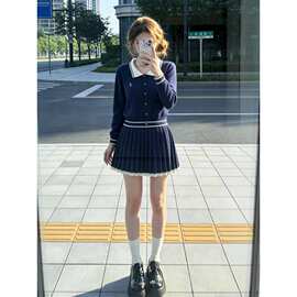 学院风减龄穿搭一整套气质针织套装女秋冬感毛衣半身裙两件套