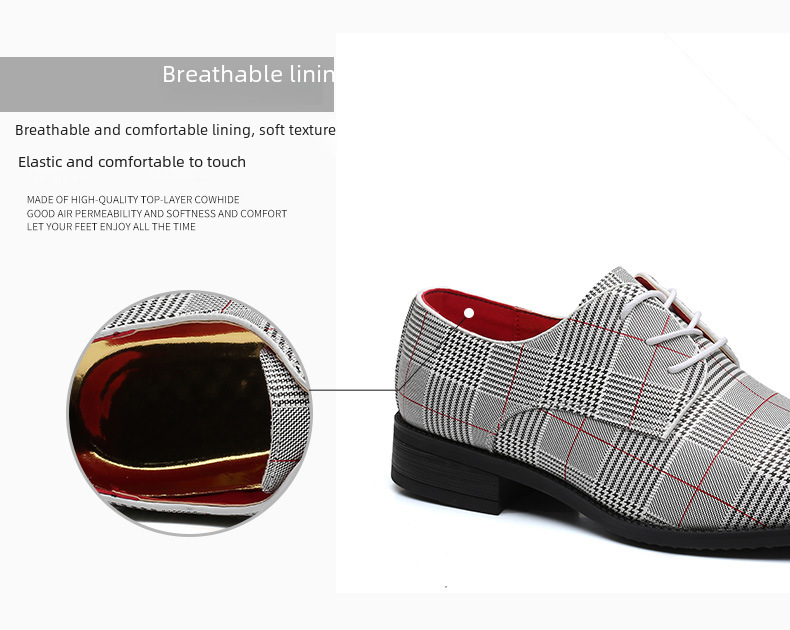 2023 Men's Fashion Business Casual Leather Shoes Lace-up Striped Barber Shoes Korean Style Foreign Trade Large Size Men's Shoes 48_vogvips.com