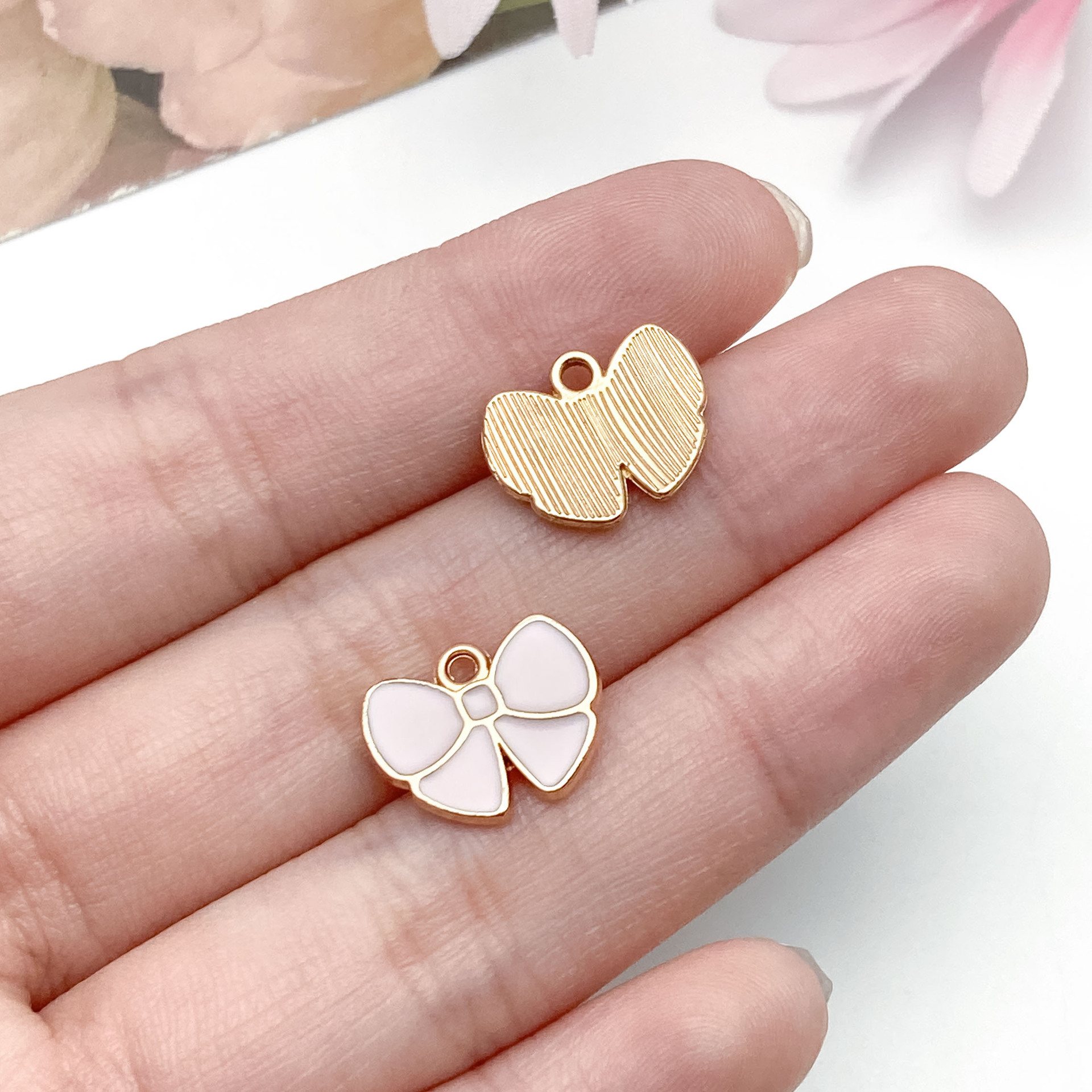 23154-DL-kc金粉色滴油锌合金蝴蝶结14×