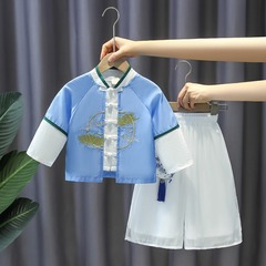 Hanfu girl 2024 new fashionable and ethereal ancient costume two-piece set for boy's first birthday dress, baby spring and autumn style Tang suit