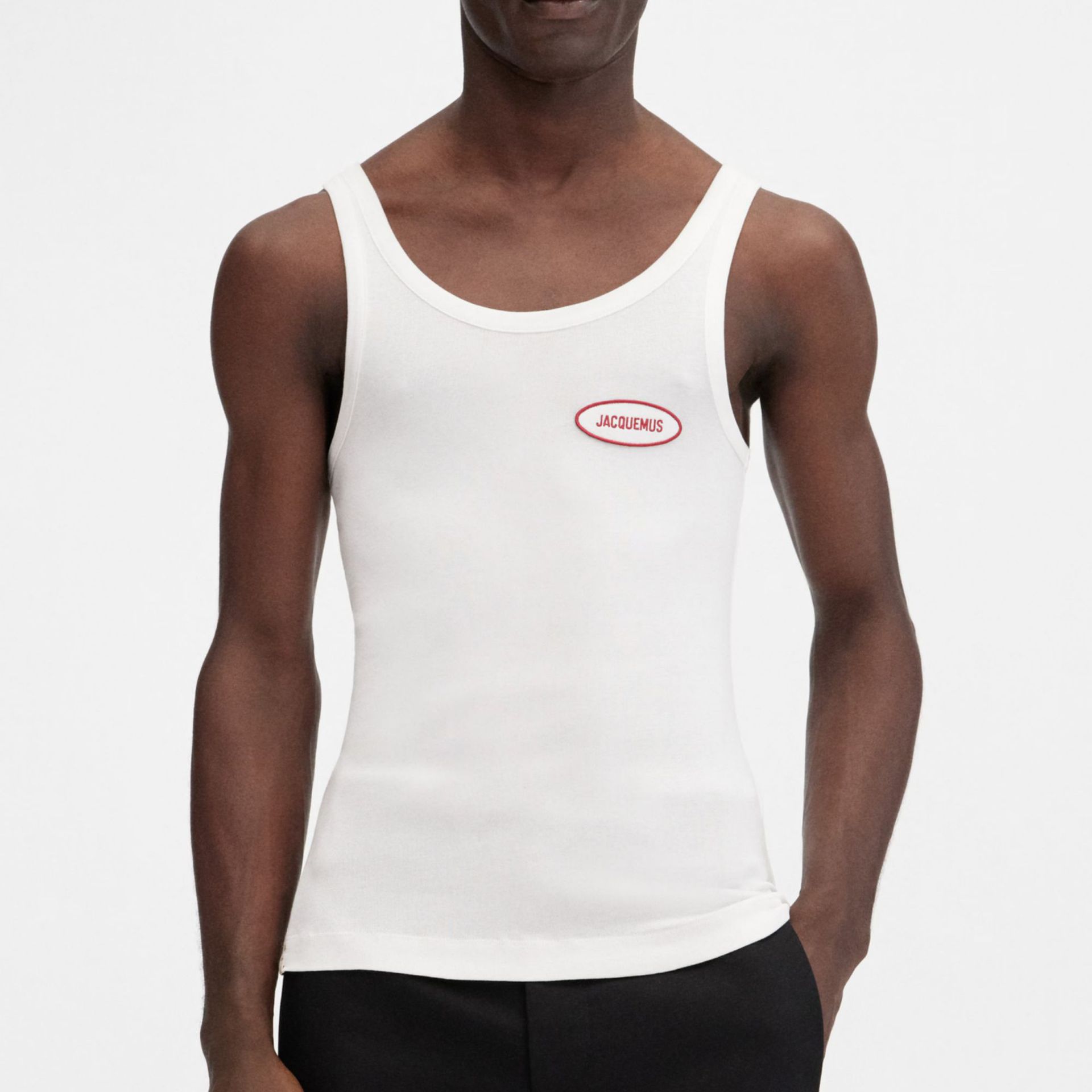 Jac's 26Th Summer New Product White Ribbed Tank Top with Round Neck and Slim Fit, Suitable for Both Inner and Outer Wear, Men's Top