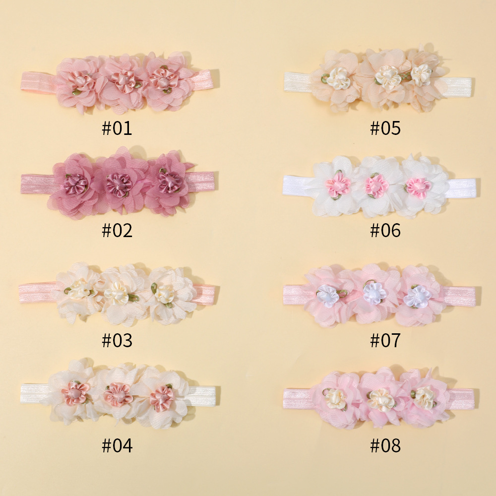 Accessoires de cheveux pour enfants transfrontaliers neufs Bandeau de cheveux en mousseline de soie pour bébé européen et américain Bandeau de cheveux fin pour bébé élastique pour bébé_voghion.com