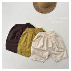 寬鬆透凉pp褲~夏日新品兒童麻棉七分褲男女童森系文藝洋氣蘿蔔褲