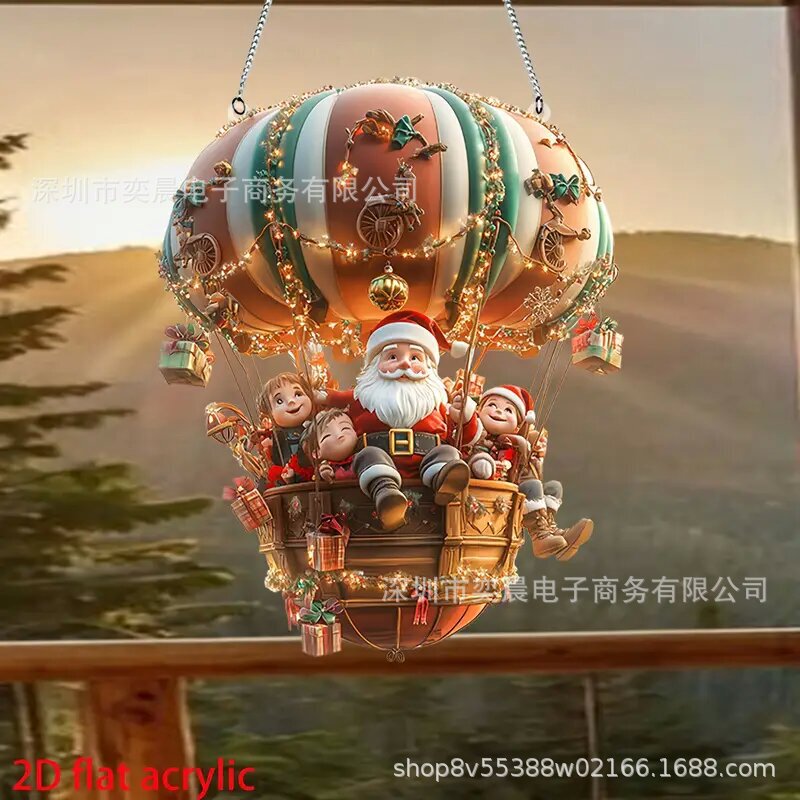 クリスマス熱気球サンタクロースアクリルペンダント、寝室と客間の壁面装飾|undefined