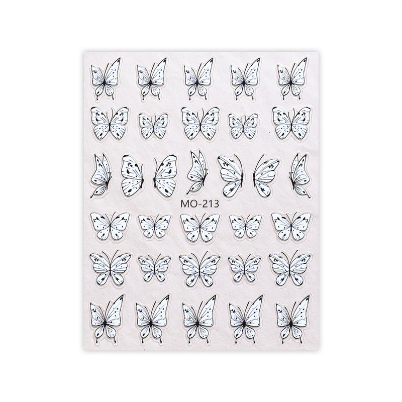 Pequeño libro rojo estilo caliente cabeza de clase Aurora mariposa pegatinas de uñas INS viento jade blanco pegatinas de uñas de mariposa armadura de bricolaje