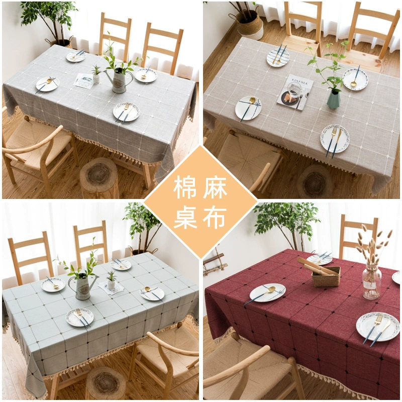 (Cross-border trading), picnic table, cloth, rectangular table mat, cotton and linen, with embroidery