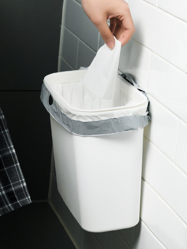 Wall-Mounted Kitchen Trash Can, No-Drill Installation, Small Storage Bin for Bathroom/Toilet, Multifunctional Organizing Tool