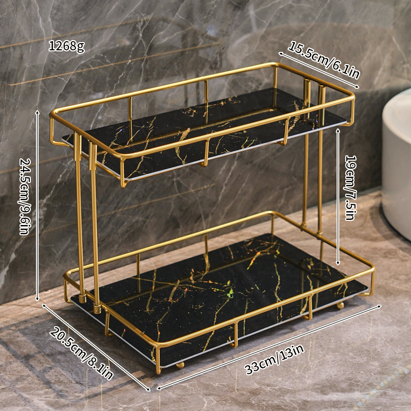 [더블] 초대형 욕실 선반 [UV 블랙 골드]]