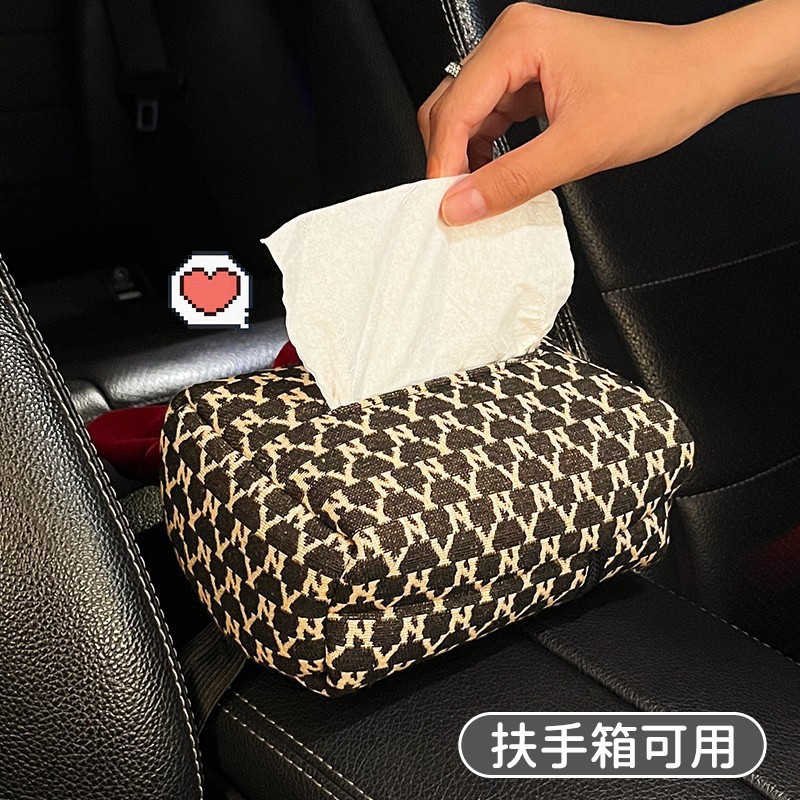 Caja de pañuelos para coche Caja de dibujo de coche creativa para mujer Caja de apoyabrazos para coche Bolsa de dibujo para colgar suministros de decoración de coche para mujer