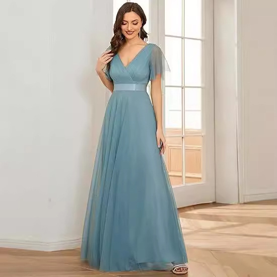 Evening Dress European and American Foreign Trade Mesh Fashion Elegant 2026 New Summer Evening Dress Ball Gown Amazon Aliexpress