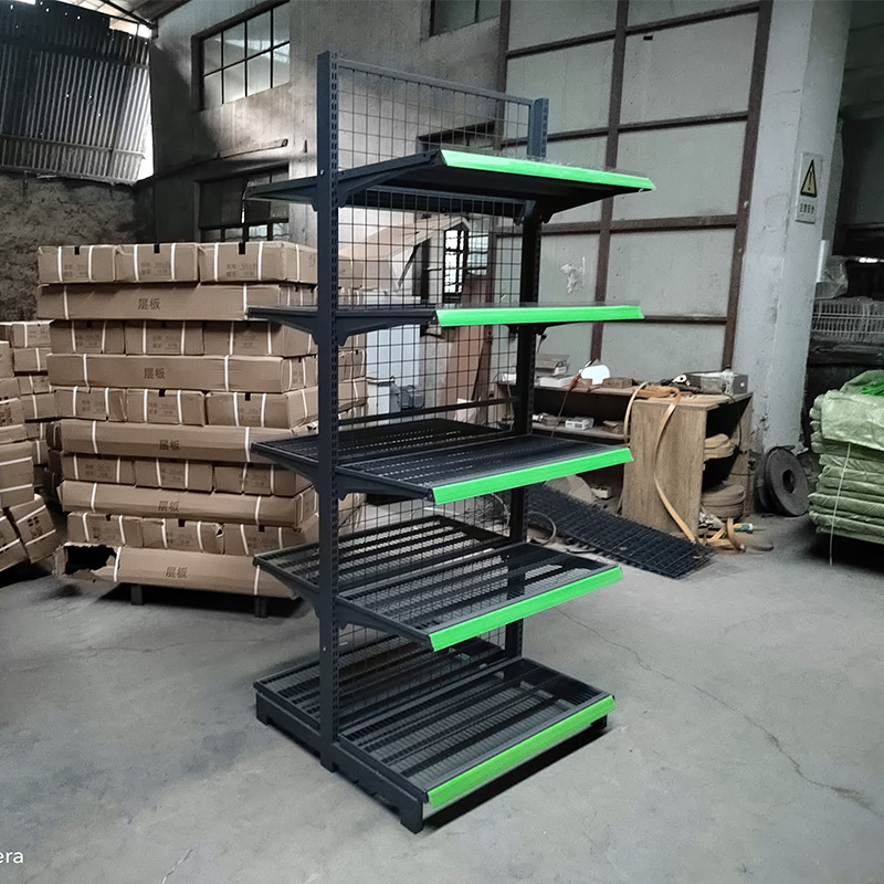 Customizado Guangzhou supermercado estante de rejilla de doble cara estante de tienda de conveniencia estante de rejilla de placa de visualización estante nuevo producto
