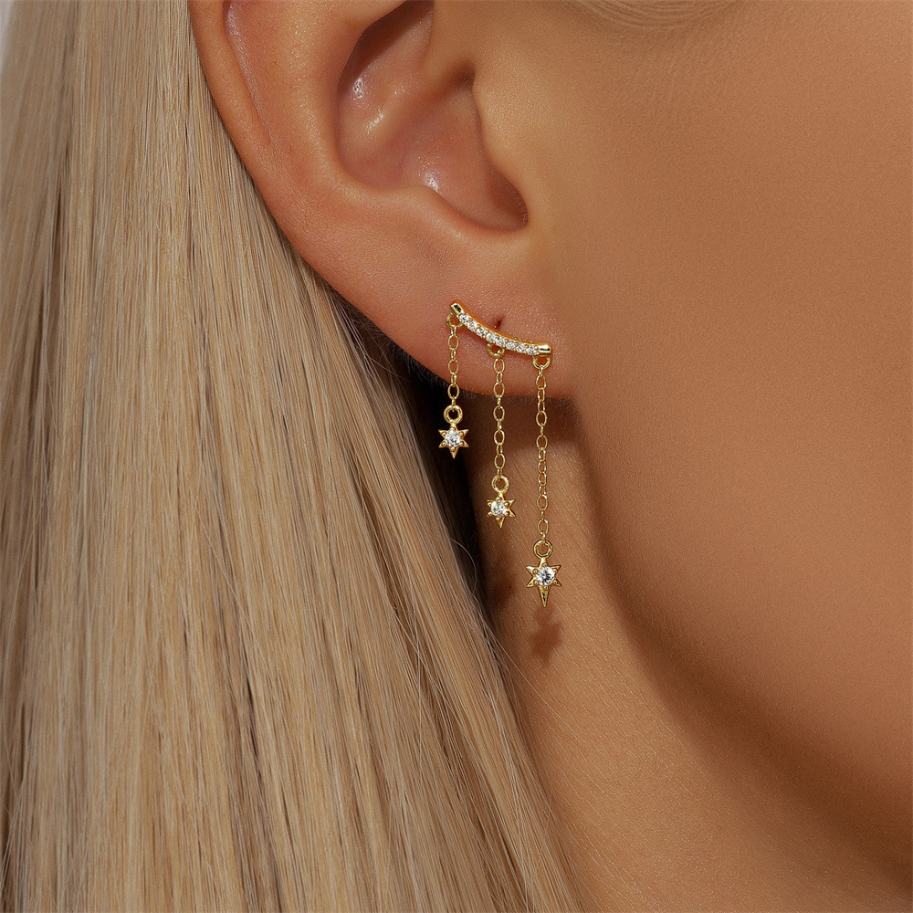 2g Weight 925 Sterling Silver Ear Needle Material Zircon Inlay Material Drop Earrings Classification 1 Pair Quantity Holiday, Banquet, Daily Occasion 925 Sterling Silver Material Geometric Pattern Women's Gender Tassel, Plating Design Simple Style Style 1 Pair 925 Sterling Silver Zircon Geometric Drop Earrings 7