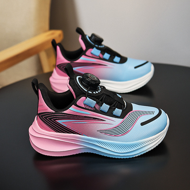 Zapatos para niños primavera y verano nuevos zapatos deportivos para niños zapatos de entrenamiento de paso de malla para niñas con hebilla giratoria para niños grandes