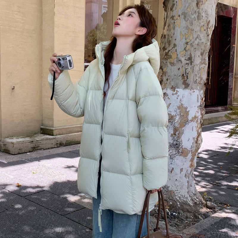 云朵泡芙棉服女中长款2025新款加厚连帽宽松棉袄面包服外套网红冬|undefined