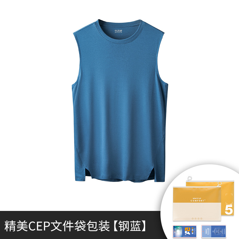 Conjunto de pijama de algodón Tencel suave para hombre, camiseta sin mangas y pantalones cortos, se puede usar en exteriores, ropa de estar para hombre al por mayor, se puede usar en exteriores.