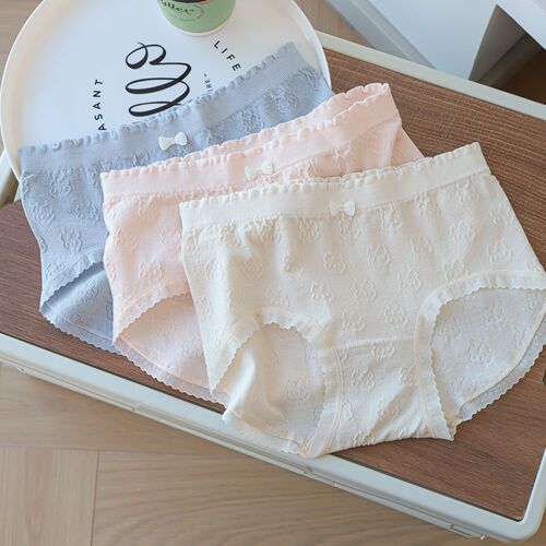 N8293 Cream Bunny Modal  Spring and Summer Wooden Ear Bow Cute Seamless Hip-covering Women's Underwear