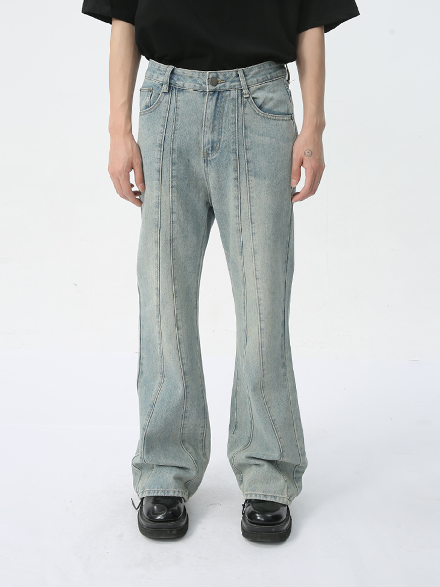 MTLCLOTHES Hombres| 2024 primavera nuevo producto nicho Zhongwei La diseño de empalme retro caída sensación de la moda jeans