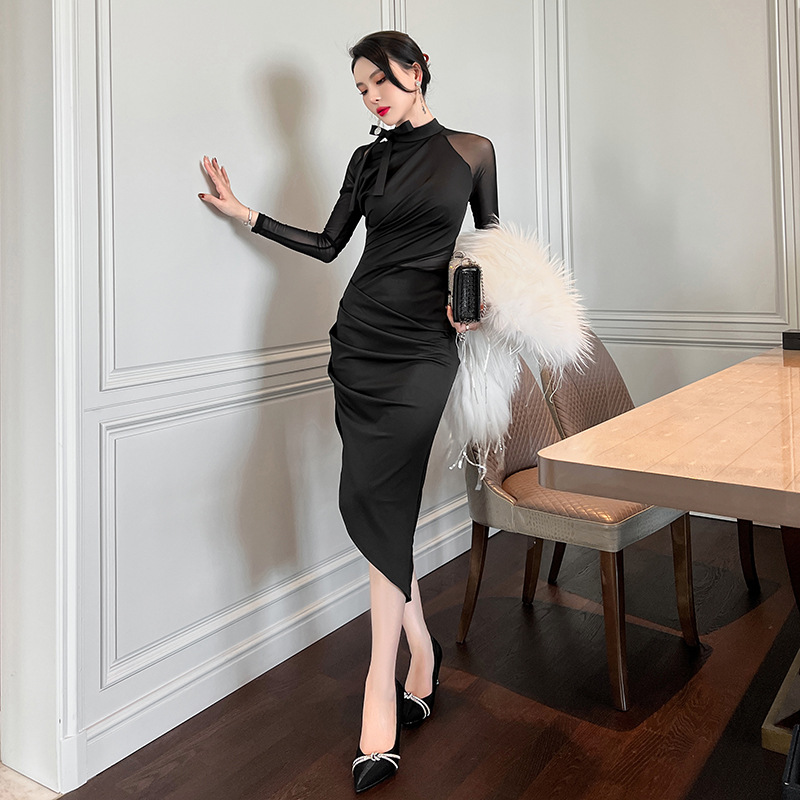 C1848 1050K VÁY ĐẦM LIỀN THÂN NỮ CHOTDNG SEXY DÁNG ÔM BODY GỢI CẢM SEXY LƯỚI MỎNG MÙA XUÂN THU ĐÔNG PHONG CÁCH ÂU MỸ THỜI TRANG NỮ G03 SẢN PHẨM MỚI