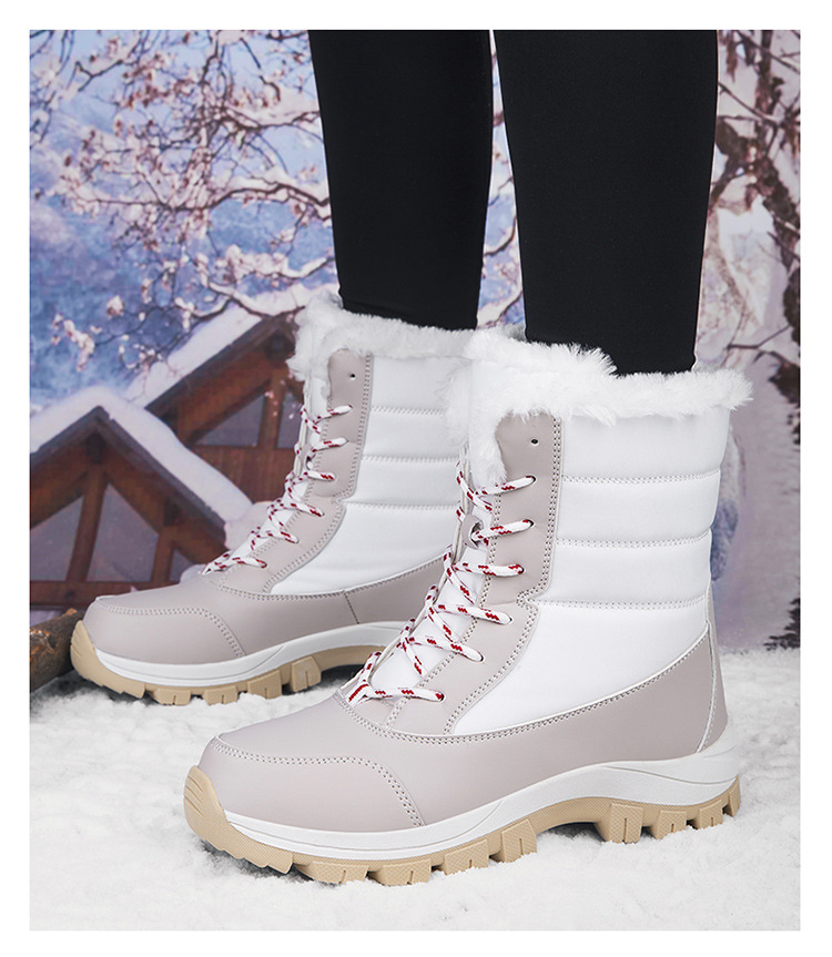 Chaussures pour femmes automne et hiver plus velours épaissi imperméable antidérapant semelle épaisse bottes chaudes en coton du Nord-Est_voghion.com
