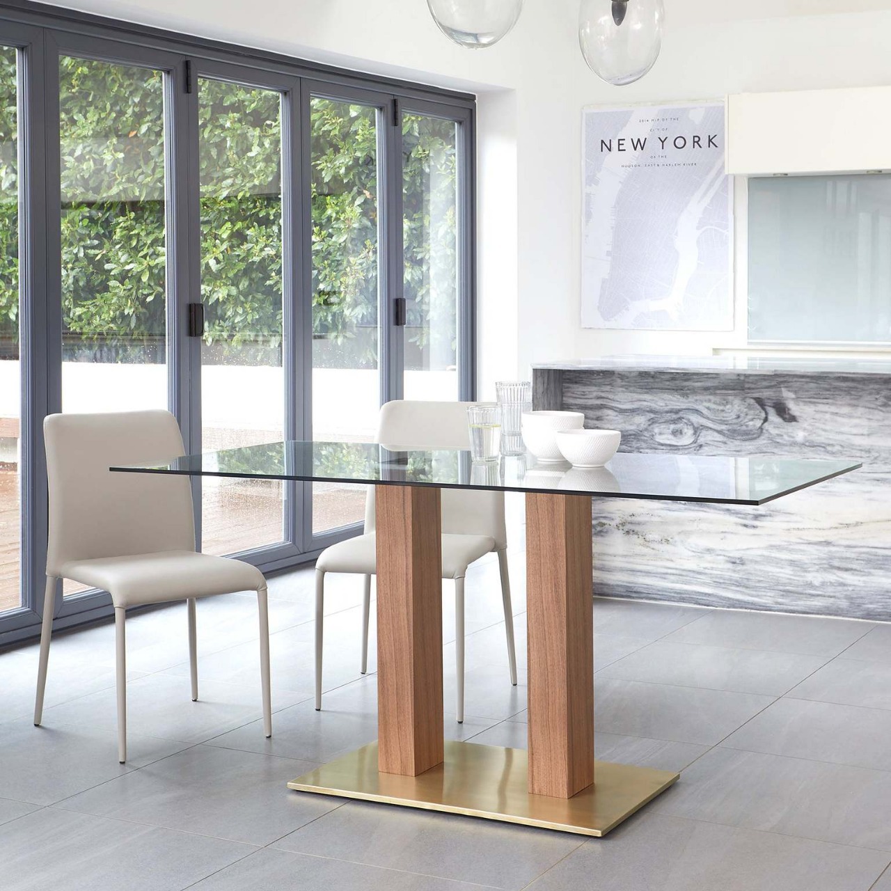 Mesa de comedor de exportación de vidrio temperado mesa de comedor de lujo ligera de alta calidad mesa de roca mesa de comedor simple moderna silla