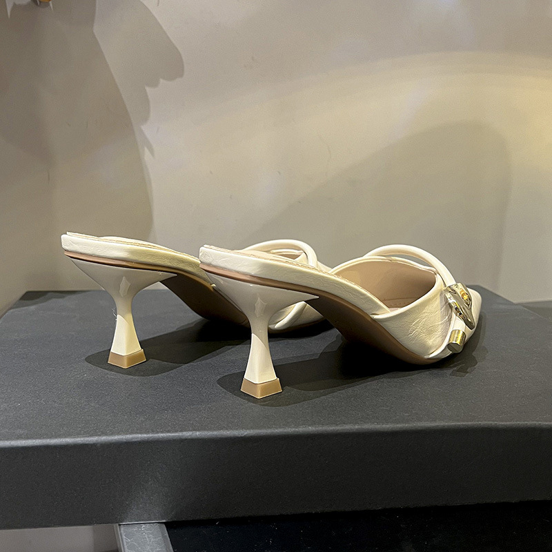 2026 nuevo tipo de verano con zapatillas de cabeza de bolsillo con hebilla de talón delgado zapatillas de tacones altos para mujeres con punta universal image 4