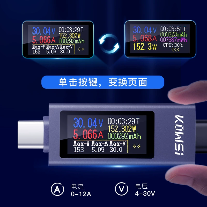 Kermis KWS-2302C измеритель зарядки мобильного телефона поддерживает 12A большой ток PD DC измеритель мощности