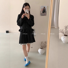 秋上新【知否家】意法独特漂亮小香风荷叶边外套miu系西装套装裙