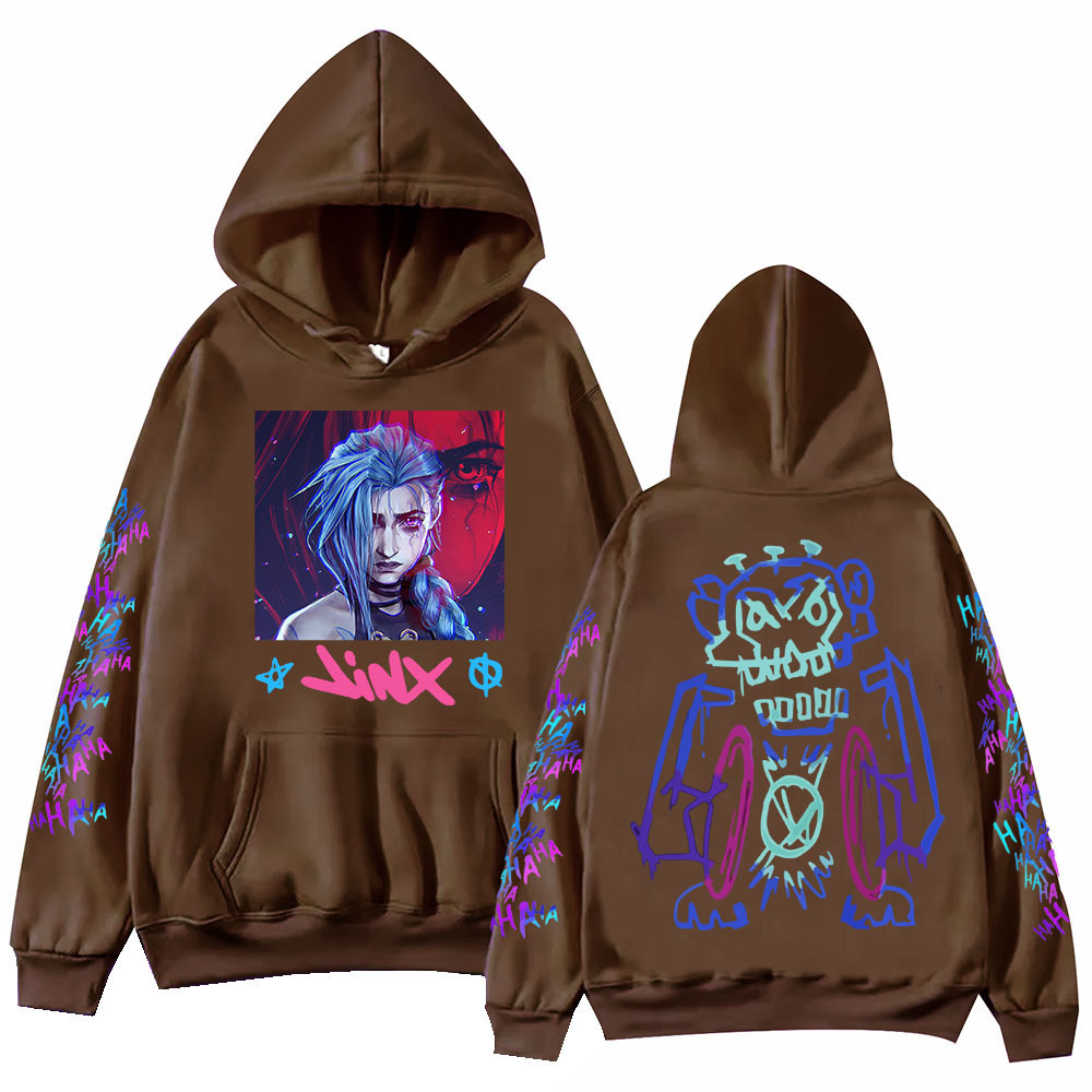 Hot Anime Arcane-Jinx Hoodie Harajuku Hip Hop Pullover Tops
