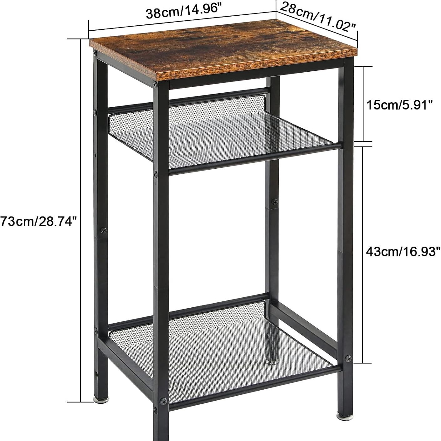 Transfronterizo personalizado dormitorio mesas laterales sala de estar mesas laterales de hierro forjado tres capas mesas laterales con estanterías de almacenamiento super fábrica