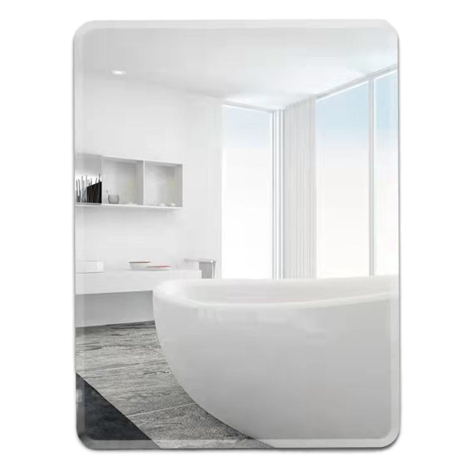 Espejo de baño sin marco montado en la pared sin perforaciones inodoro autoadhesivo baño vidrio Hotel decorativo espejo cosmético