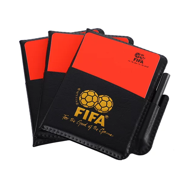 Factory supply red and yellow card football referee fluorescent red card yellow card with holster pencil referee record penalty