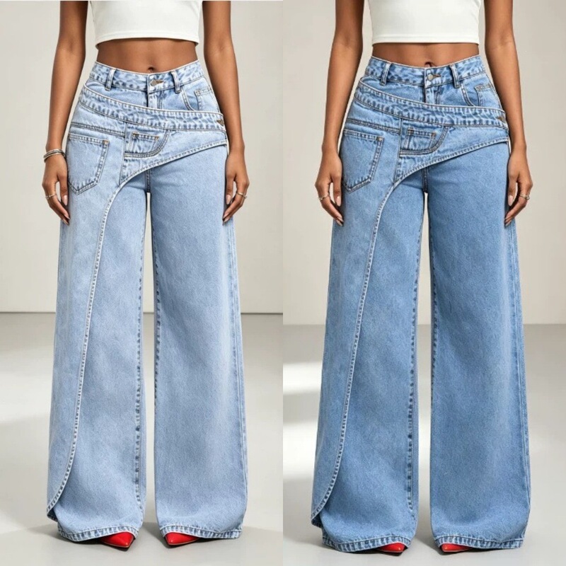 2026 Amazon cross-border European and American trendy design versatile casual women's denim pants