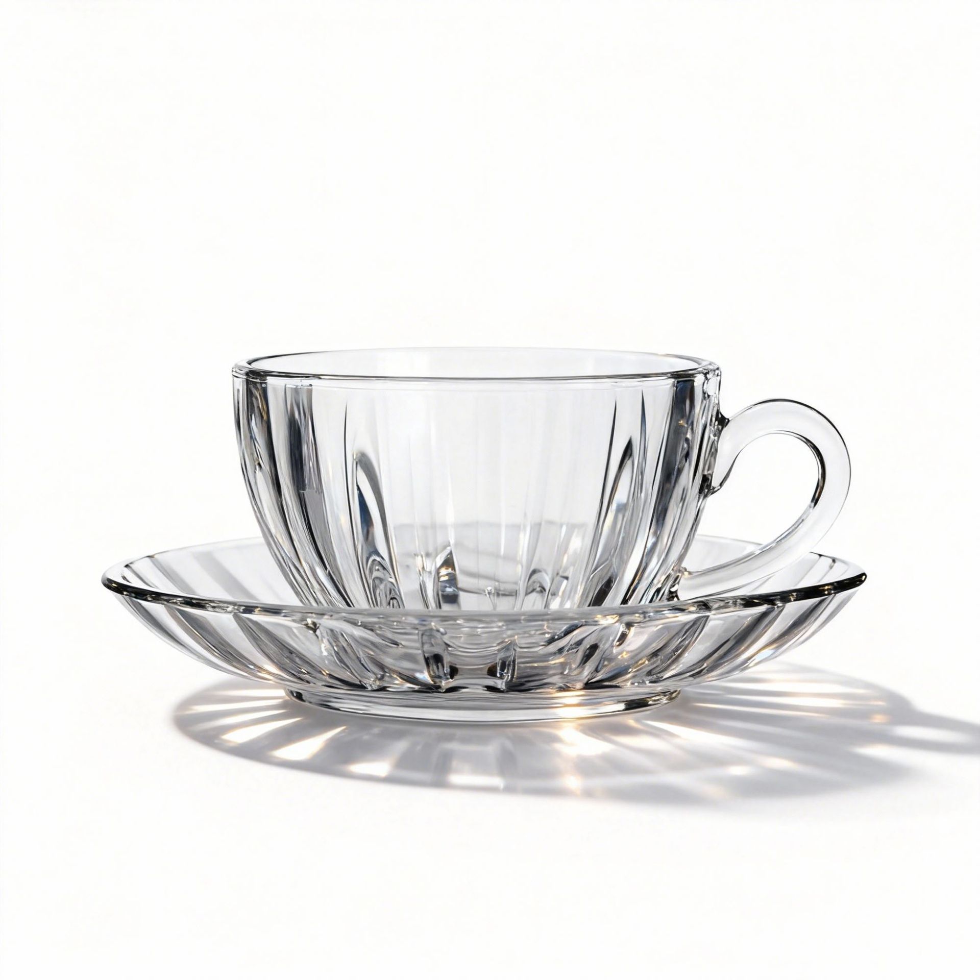 Spot al por mayor estilo europeo simple taza de vidrio vertical resistente al calor taza de café plato conjunto casero taza de café espresso