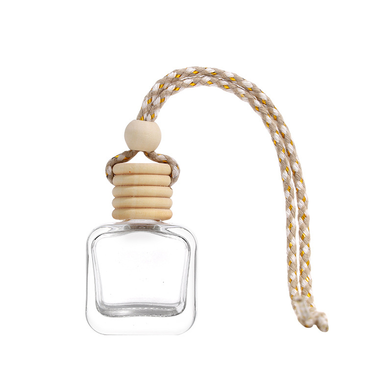 Colgante de perfume para automóviles, botella de perfume para automóviles, colgante de botella de perfume de vidrio cilíndrico 8ML con colgante de cuerda