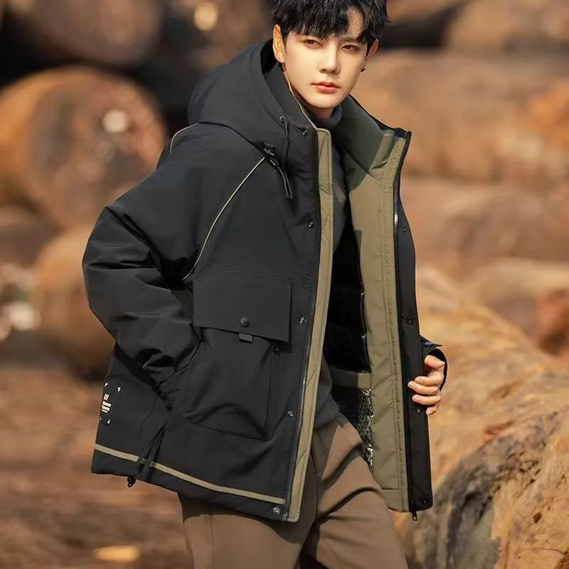 2026 White Duck down Jacket Men's New Winter Style Hooded Classy Cold-Proof Clothing Outdoor Warm Short Jacket