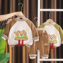 儿童装男宝宝秋装套装立体熊棒球服三件套1一3-4岁棒球服一件代发