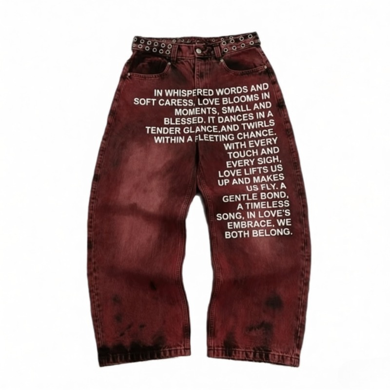 Vaqueros de hombre milenario Vaqueros retro con letras con estampado americano ropa de calle gótico Harajuku hip-hop masculino