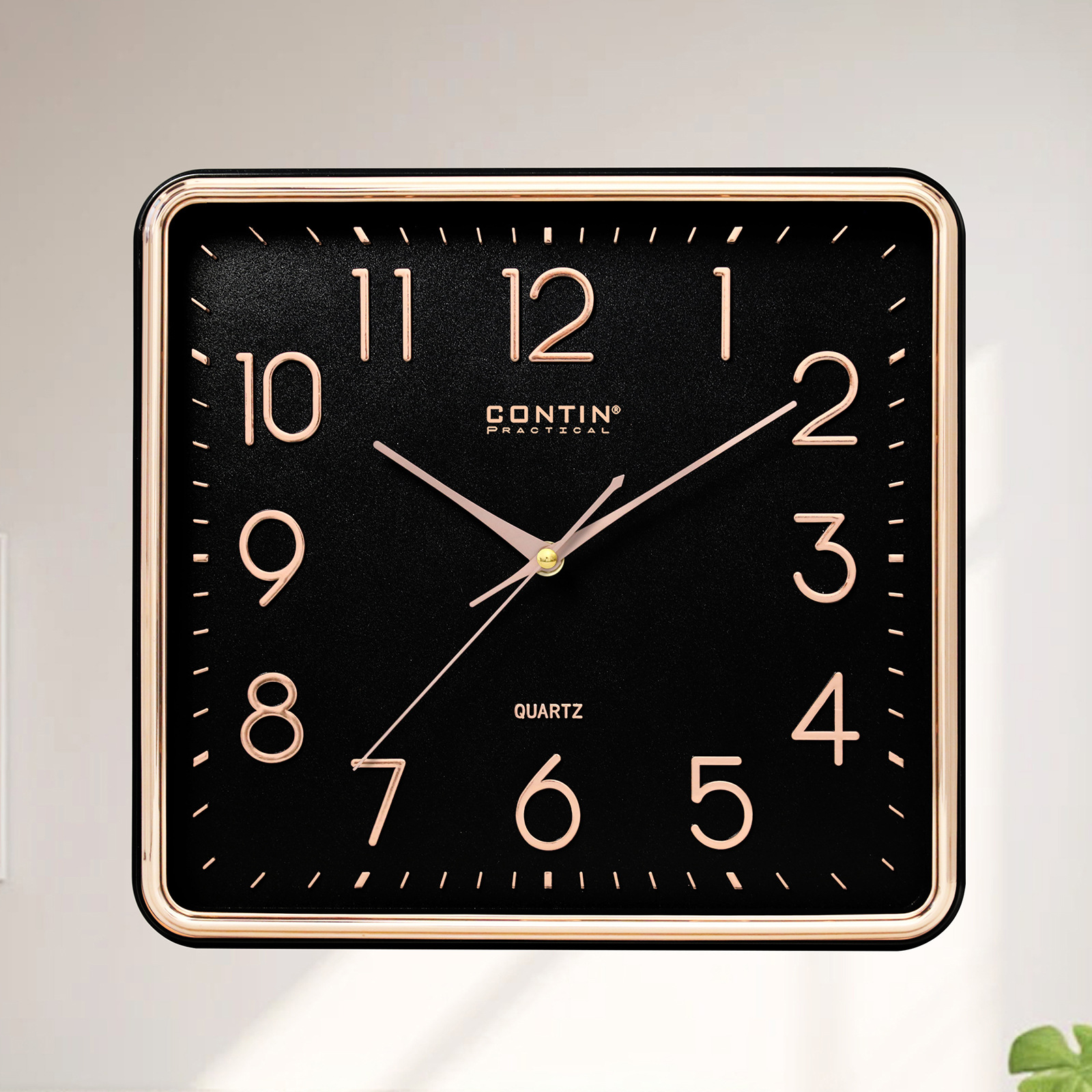 Reloj de pared cuadrado de plástico con números 3D - Silencioso y de moda - Para sala de estar y hogar - Venta al por mayor de fábrica