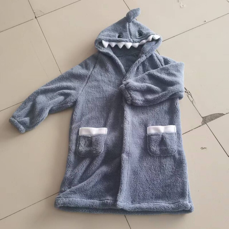 Shark Sleep Robe, Coral Fleece Pajamas, Raccoon Loungewear, Couple's Sleep Robe, Capybara Warm Thick Big-Headed Fish Pajamas