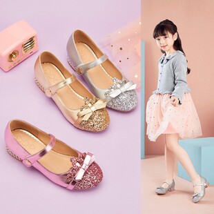 Korean-style Crown Bow Girl Princess Shoes All-match Dance Shoes Show Host Cute Girl Baby Shoes