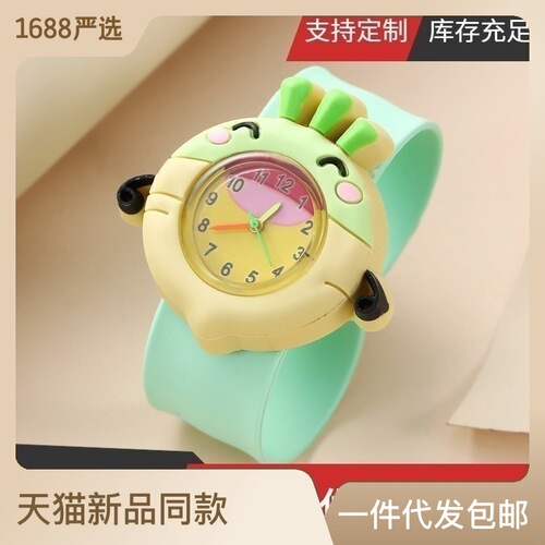 A08712-2 children's watch green fashion multiple styles quartz watch boys and girls cartoon slap bang
