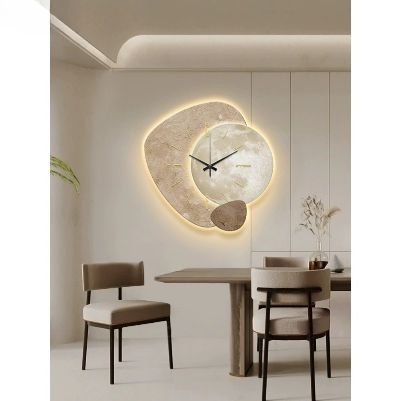 Итальянские легкие роскошные настенные часы для гостиной, новый стиль, ресторан, декоративная живопись, настенные часы, креативные часы, настенный светильник для дома