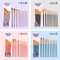 Foreign trade cross-border nylon water chalk watercolor painting pen oil paint brush set 10 red rod blue rod pigment row pen
