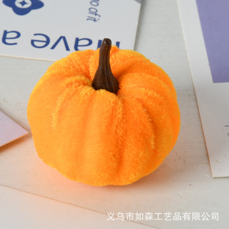 Tela de terciopelo de simulación transfronteriza decoración de calabaza Halloween envuelta en color calabaza decoración festiva Yama image 11