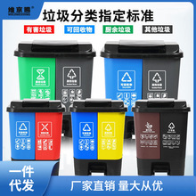 医院垃圾桶脚踏式垃圾分类可回收双色桶家用厨余干湿带盖公共场合