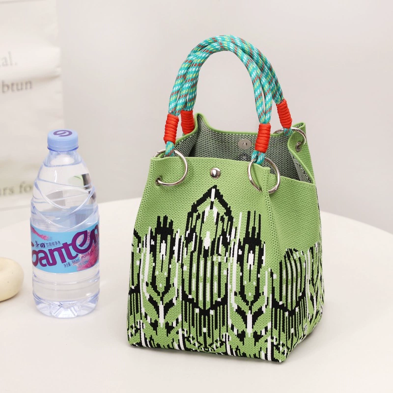 Woven knitted three dimensional purse, small clutch bag